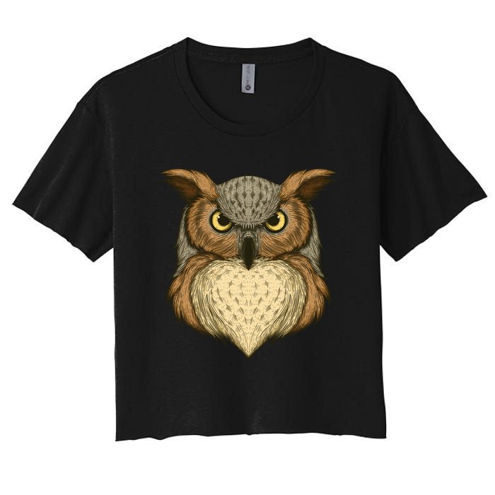 Owl Illustration Women's Crop Top Tee