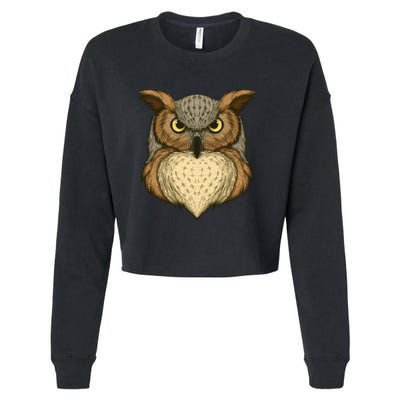 Owl Illustration Cropped Pullover Crew