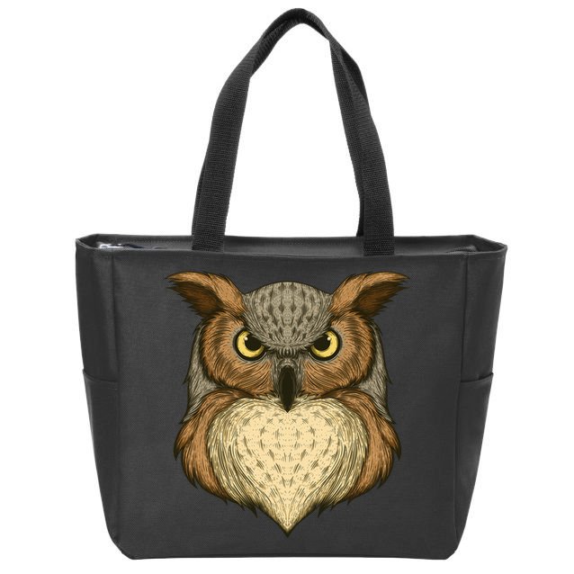 Owl Illustration Zip Tote Bag
