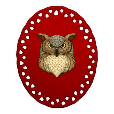 Owl Illustration Ceramic Oval Ornament