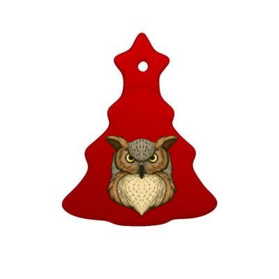 Owl Illustration Ceramic Tree Ornament