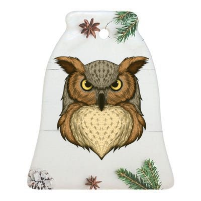 Owl Illustration Ceramic Bell Ornament