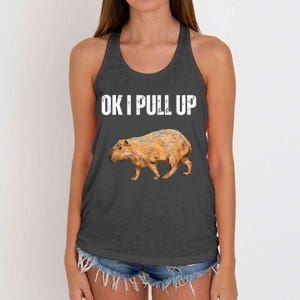 Ok I Pull Up Capybara Shirt Funny Capybara Meme Ok I Pull Up Women's Knotted Racerback Tank