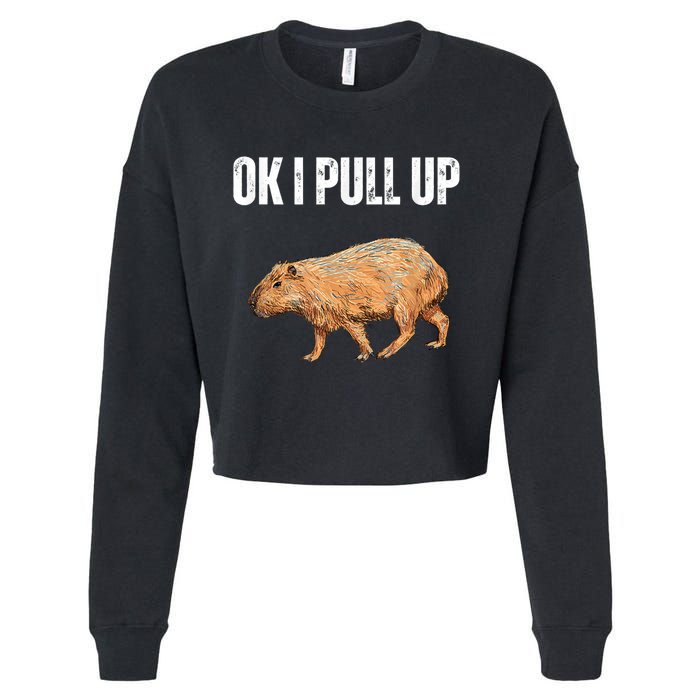 Ok I Pull Up Capybara Shirt Funny Capybara Meme Ok I Pull Up Cropped Pullover Crew