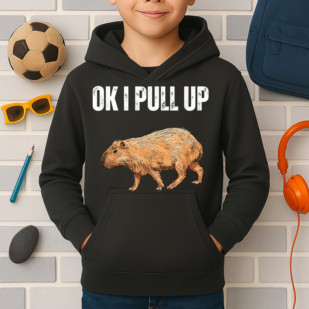 Ok I Pull Up Capybara Shirt Funny Capybara Meme Ok I Pull Up Kids Hoodie