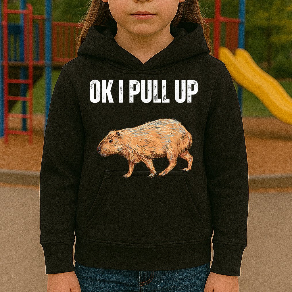 Ok I Pull Up Capybara Shirt Funny Capybara Meme Ok I Pull Up Kids Hoodie