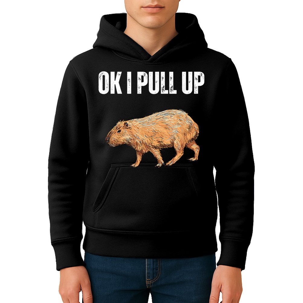 Ok I Pull Up Capybara Shirt Funny Capybara Meme Ok I Pull Up Kids Hoodie