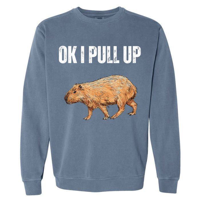 Ok I Pull Up Capybara Shirt Funny Capybara Meme Ok I Pull Up Garment-Dyed Sweatshirt