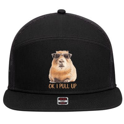 Ok I Pull Up Capybara 7 Panel Mesh Trucker Snapback Hat