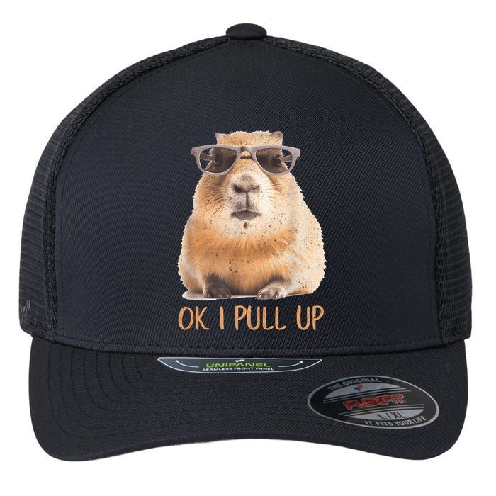 Ok I Pull Up Capybara Flexfit Unipanel Trucker Cap