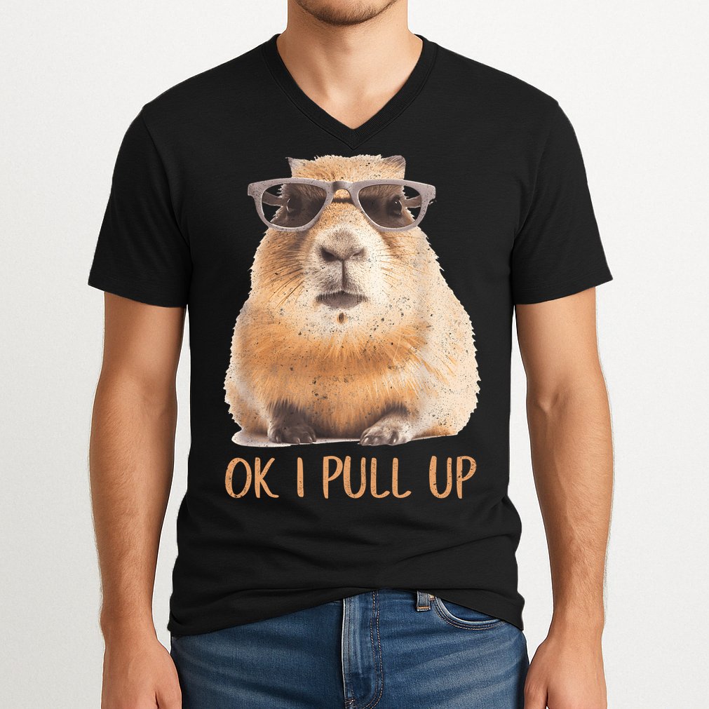 Ok I Pull Up Capybara V-Neck T-Shirt
