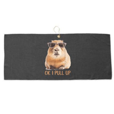 Ok I Pull Up Capybara Large Microfiber Waffle Golf Towel