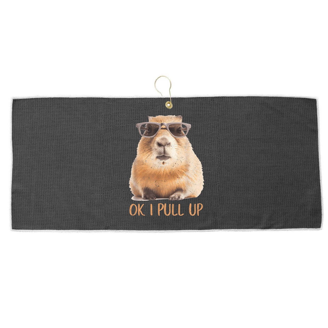 Ok I Pull Up Capybara Large Microfiber Waffle Golf Towel