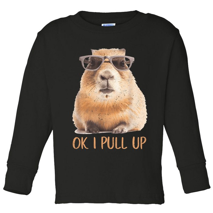 Ok I Pull Up Capybara Toddler Long Sleeve Shirt