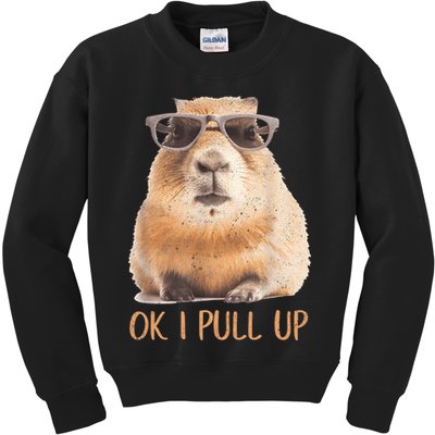 Ok I Pull Up Capybara Kids Sweatshirt