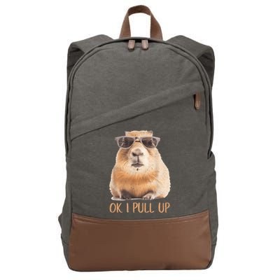 Ok I Pull Up Capybara Cotton Canvas Backpack