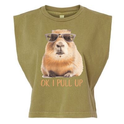 Ok I Pull Up Capybara Garment-Dyed Women's Muscle Tee
