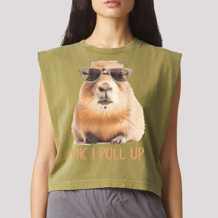 Ok I Pull Up Capybara Garment-Dyed Women's Muscle Tee