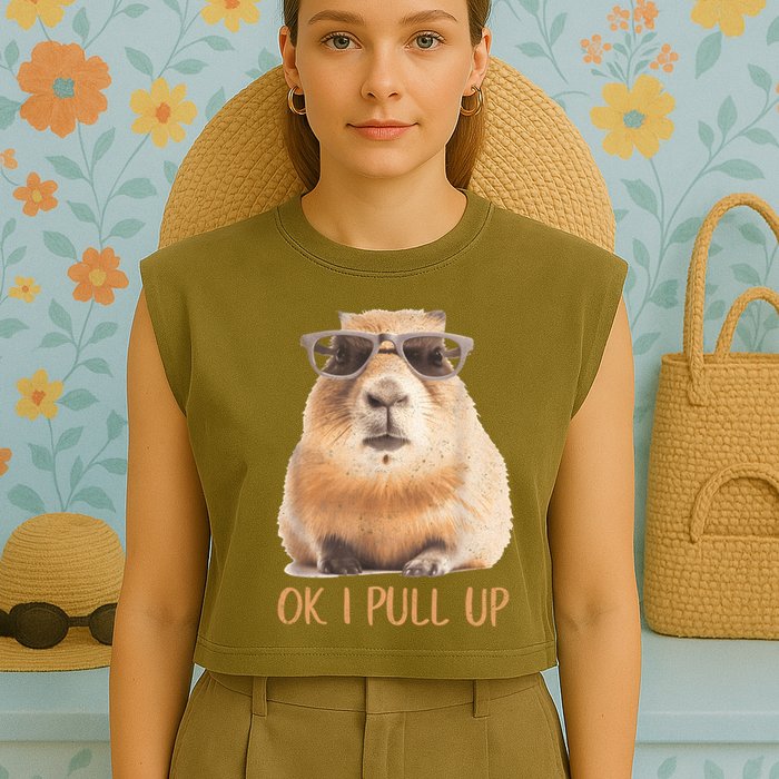 Ok I Pull Up Capybara Garment-Dyed Women's Muscle Tee