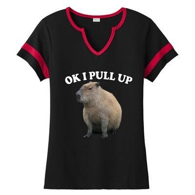 Ok I Pull Up Capybara Ladies Halftime Notch Neck Tee