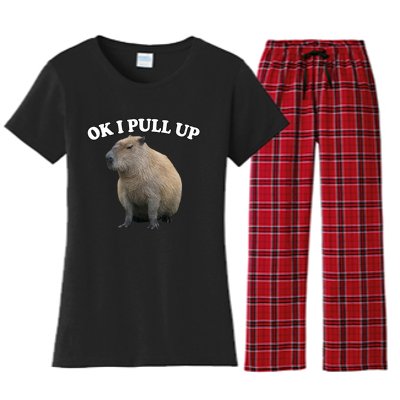 Ok I Pull Up Capybara Women's Flannel Pajama Set