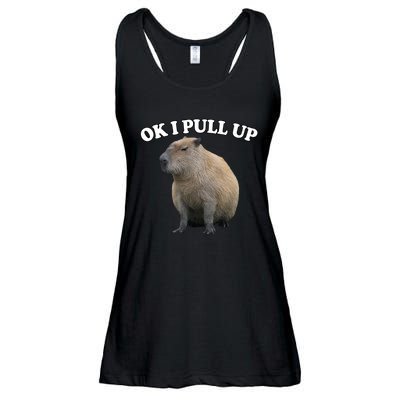 Ok I Pull Up Capybara Ladies Essential Flowy Tank