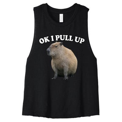 Ok I Pull Up Capybara Women's Racerback Cropped Tank