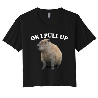 Ok I Pull Up Capybara Women's Crop Top Tee