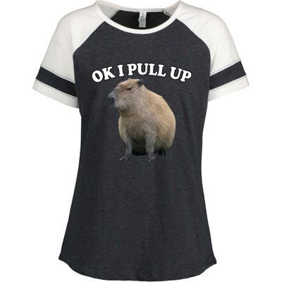 Ok I Pull Up Capybara Enza Ladies Jersey Colorblock Tee