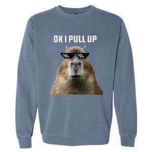 Ok I Pull Up Capybara Garment-Dyed Sweatshirt