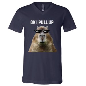 Ok I Pull Up Capybara V-Neck T-Shirt