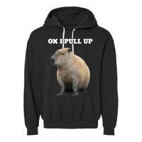 Ok I Pull Up Capybara Garment-Dyed Fleece Hoodie