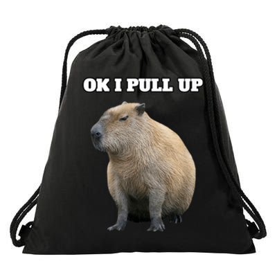 Ok I Pull Up Capybara Drawstring Bag