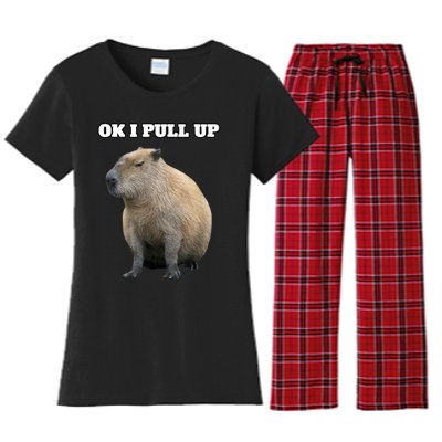 Ok I Pull Up Capybara Women's Flannel Pajama Set