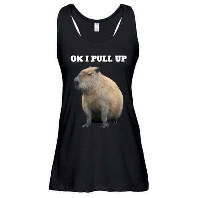 Ok I Pull Up Capybara Ladies Essential Flowy Tank