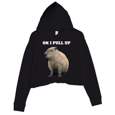 Ok I Pull Up Capybara Crop Fleece Hoodie