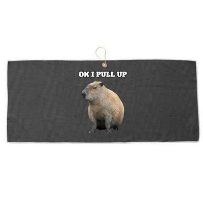 Ok I Pull Up Capybara Large Microfiber Waffle Golf Towel
