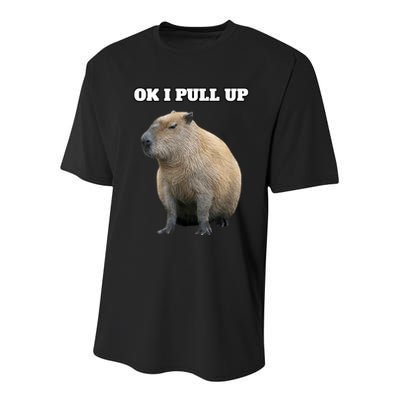 Ok I Pull Up Capybara Youth Performance Sprint T-Shirt