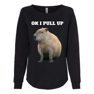 Ok I Pull Up Capybara Womens California Wash Sweatshirt