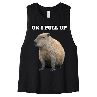 Ok I Pull Up Capybara Women's Racerback Cropped Tank