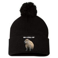 Ok I Pull Up Capybara Pom Pom 12in Knit Beanie