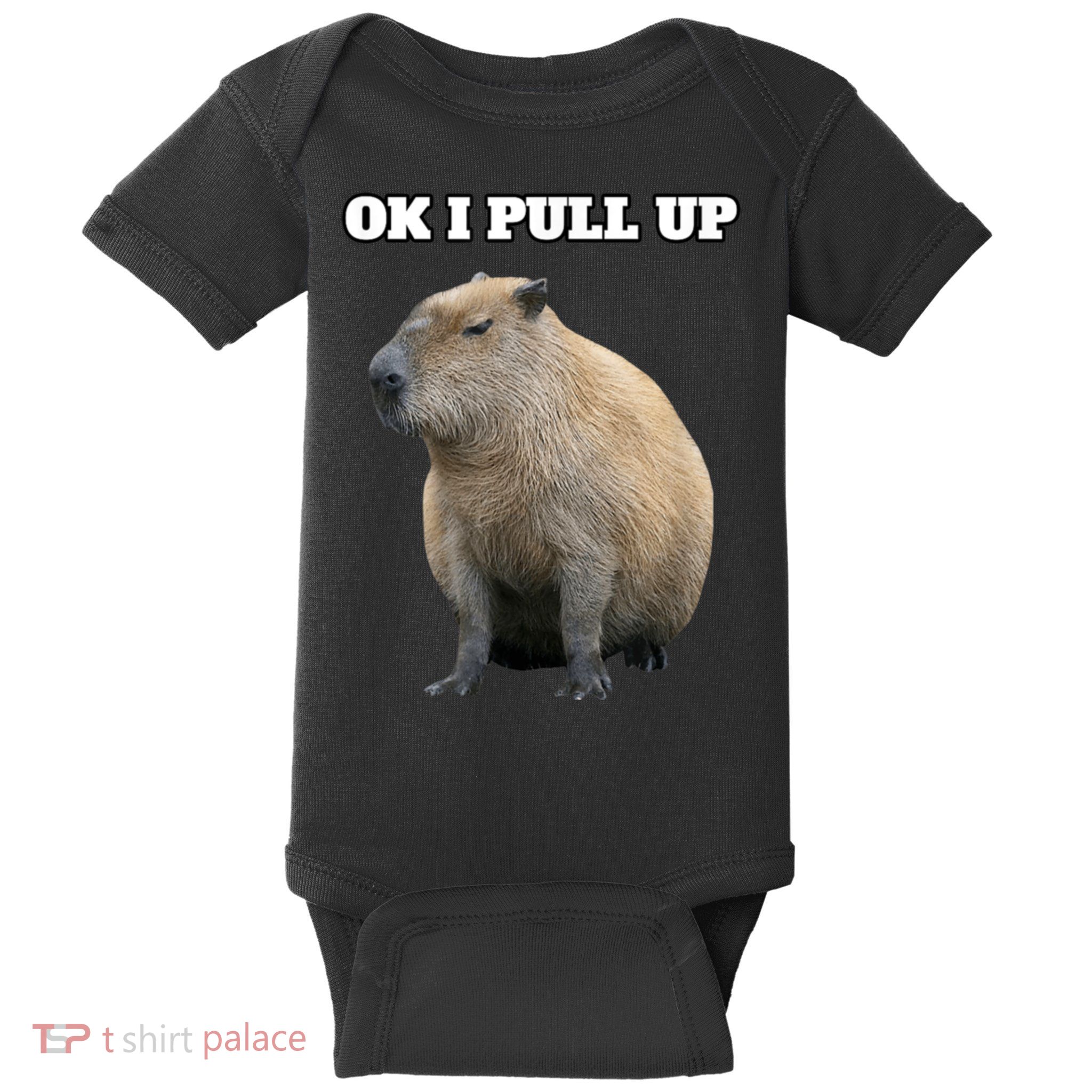Ok I Pull Up Capybara Baby Bodysuit