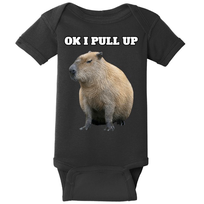 Ok I Pull Up Capybara Baby Bodysuit