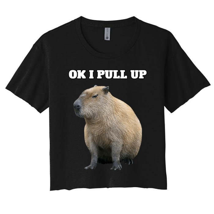 Ok I Pull Up Capybara Women's Crop Top Tee