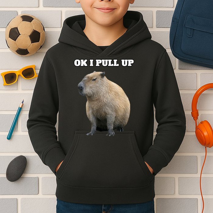 Ok I Pull Up Capybara Kids Hoodie