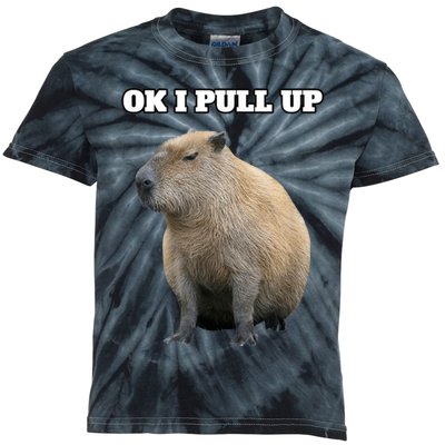 Ok I Pull Up Capybara Kids Tie-Dye T-Shirt