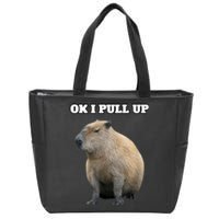 Ok I Pull Up Capybara Zip Tote Bag