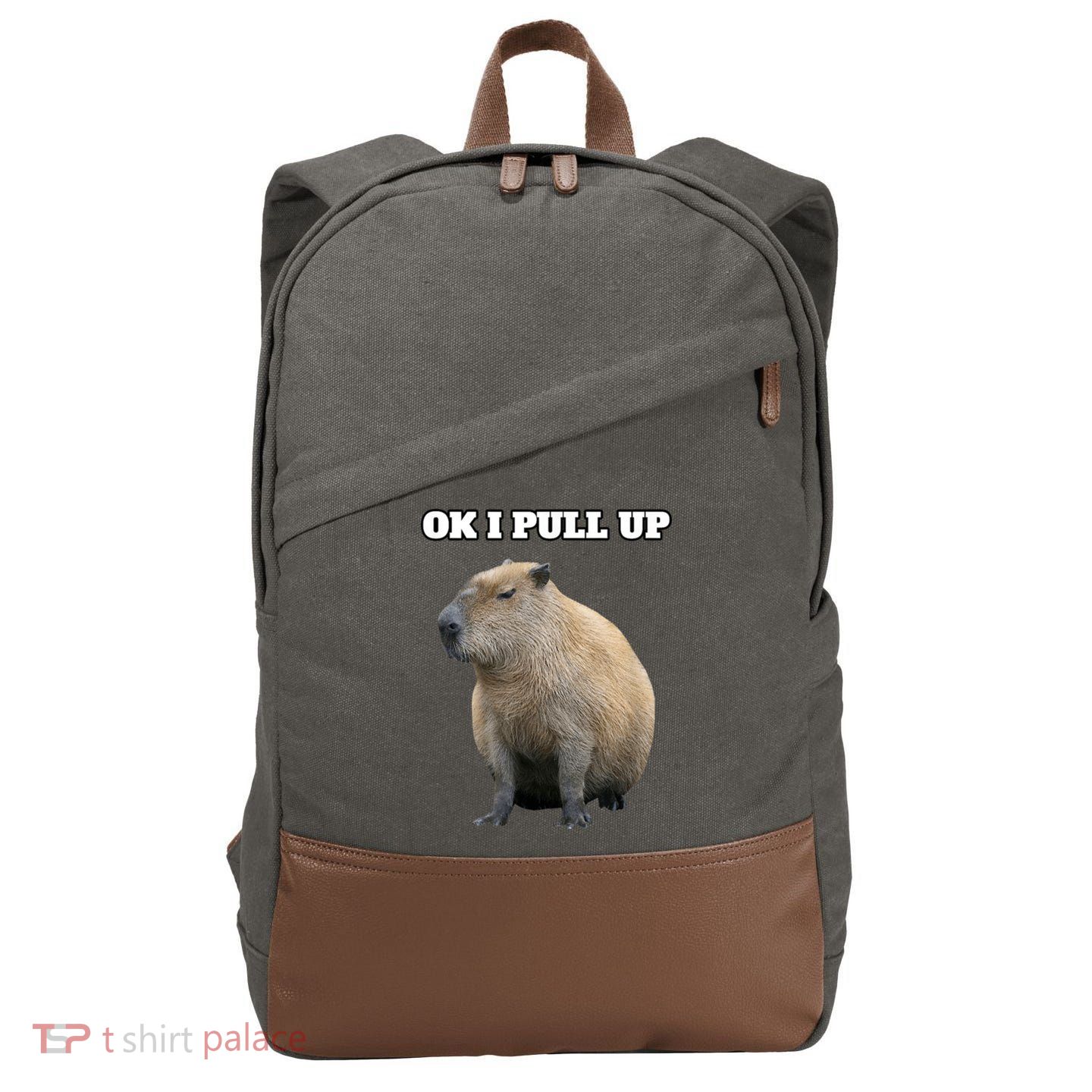 Ok I Pull Up Capybara Cotton Canvas Backpack