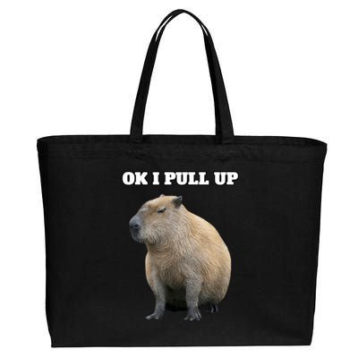 Ok I Pull Up Capybara Cotton Canvas Jumbo Tote