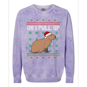 Ok I Pull Up Capybara Ugly Christmas Sweater Internet Meme Gift Colorblast Crewneck Sweatshirt